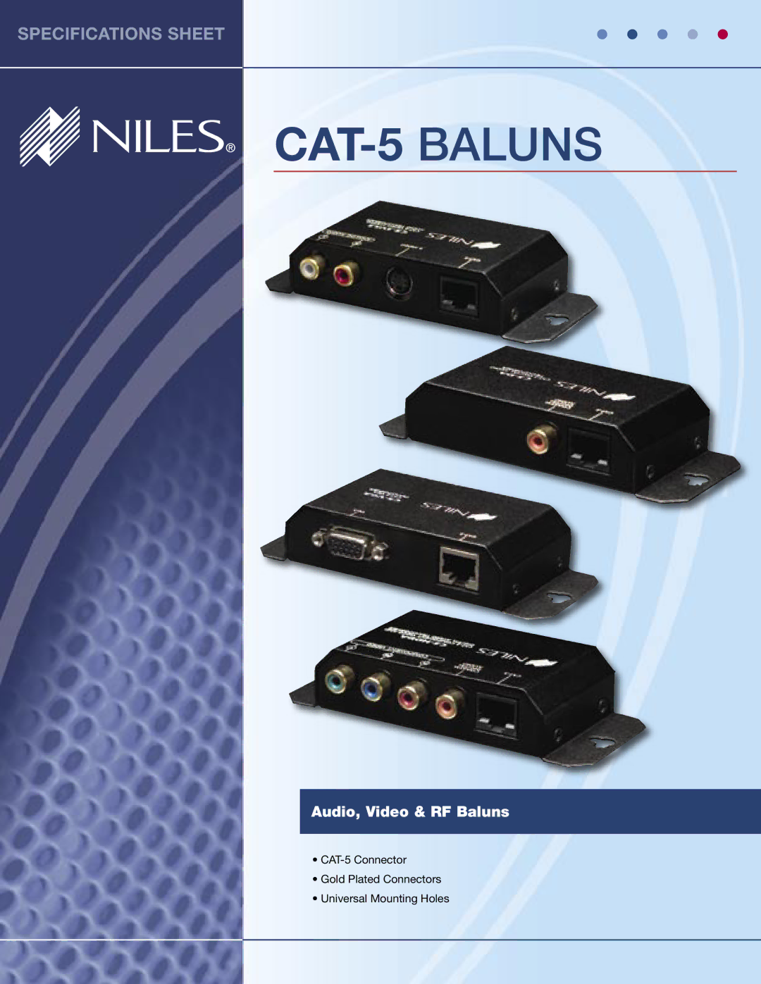 Niles Audio 650-005 specifications CAT-5 Baluns 