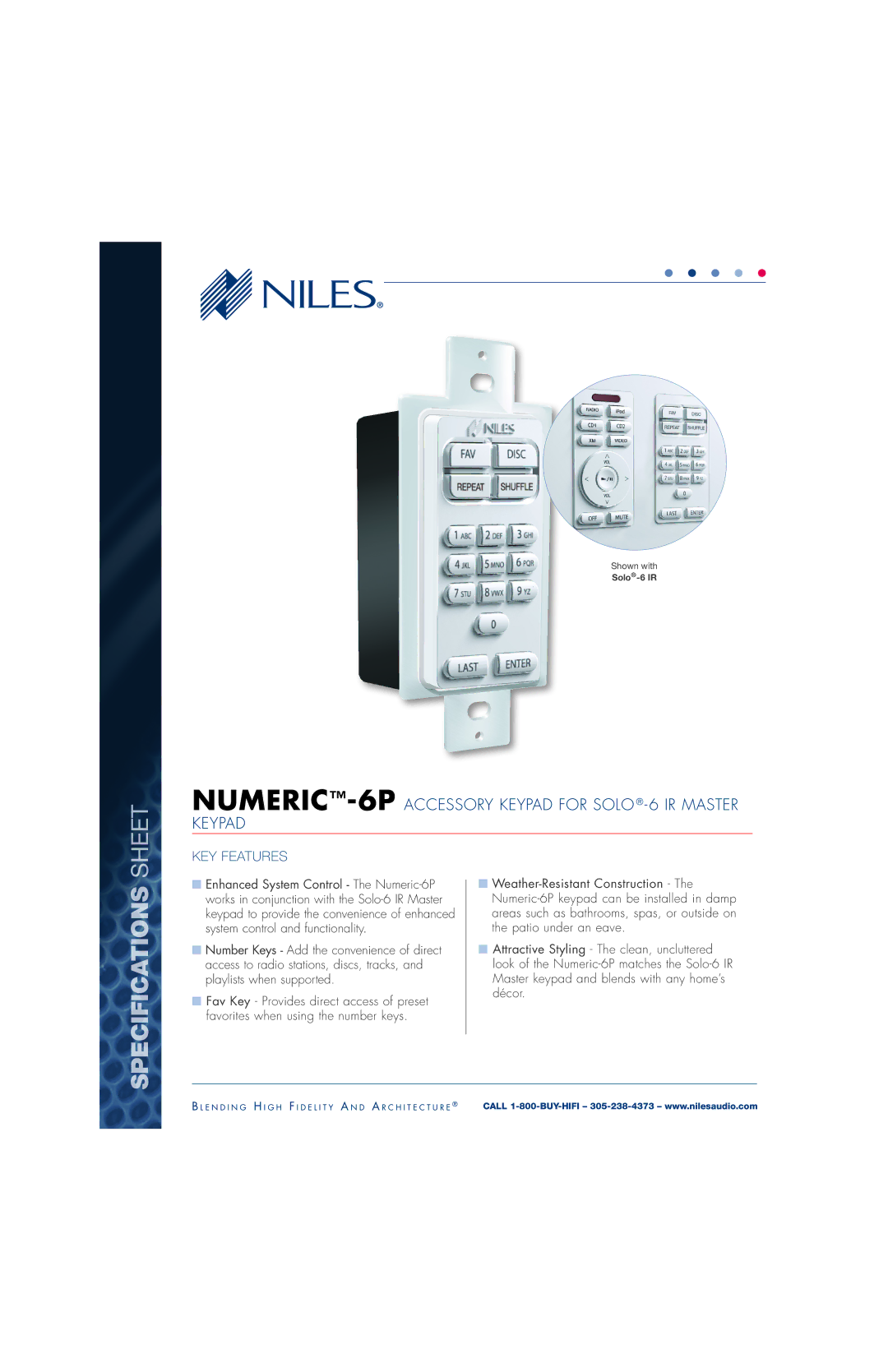 Niles Audio 6P manual Specifications SH 