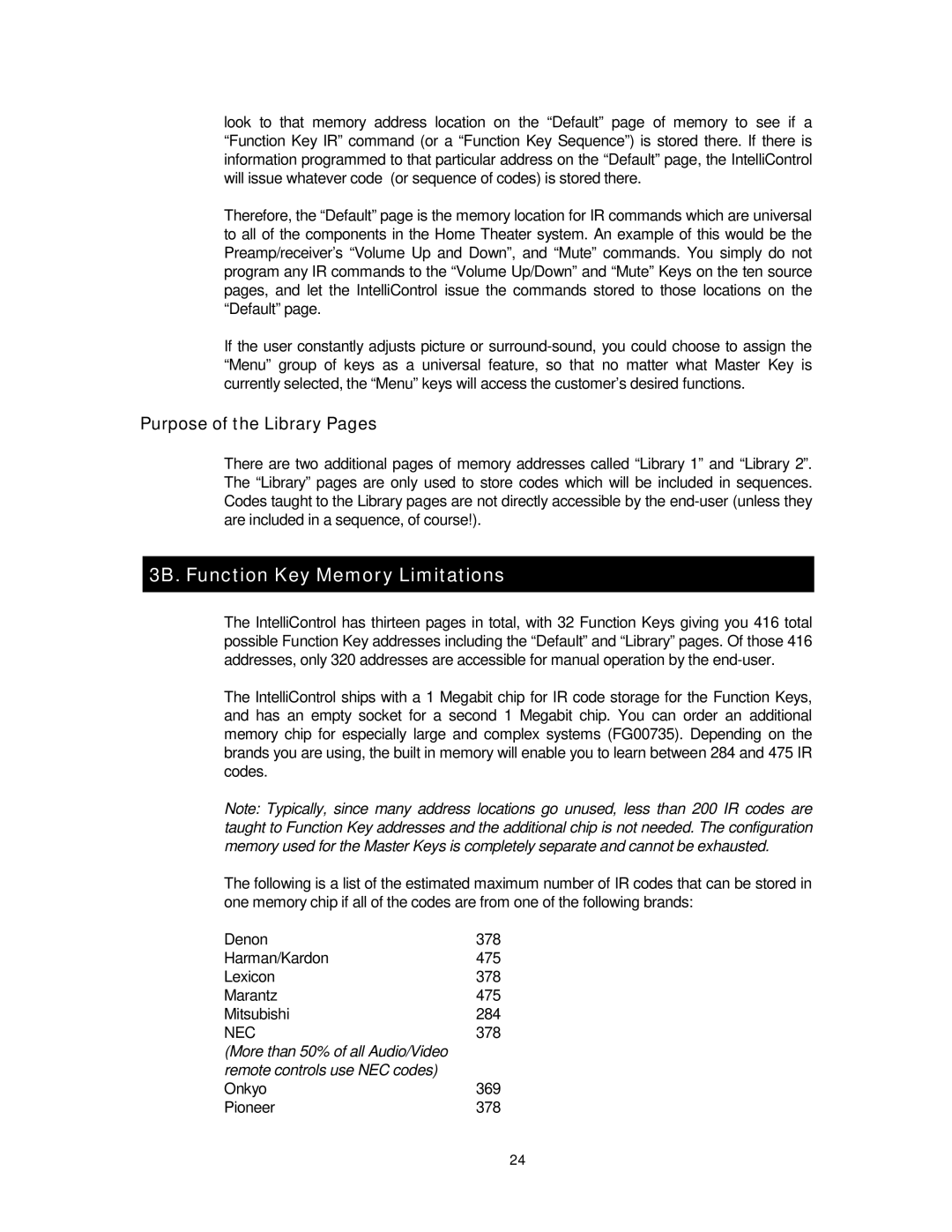 Niles Audio 8 manual 3B. Function Key Memory Limitations, Purpose of the Library Pages 