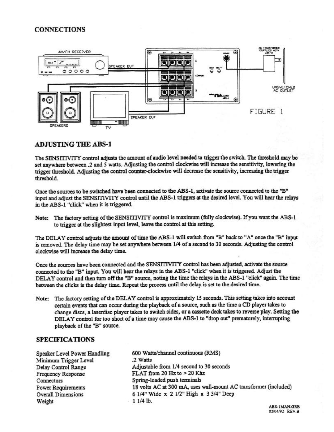 Niles Audio ABS-1 manual 