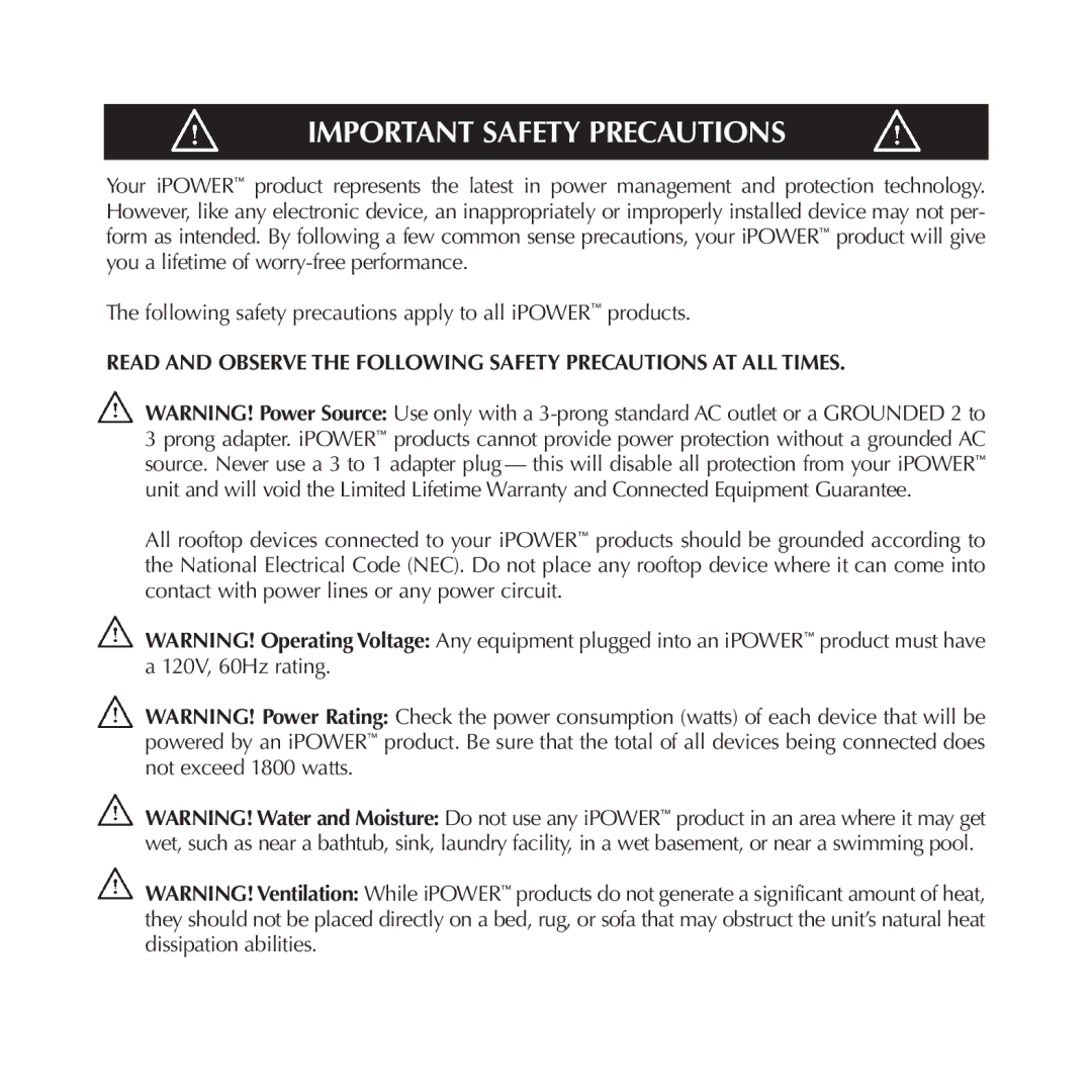 Niles Audio AC-8CX manual Important Safety Precautions 