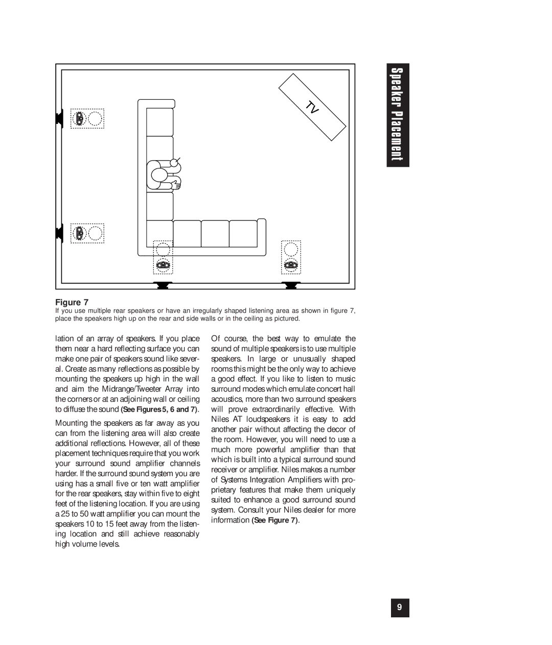 Niles Audio AT8500, AT8700 manual Speaker Placement 