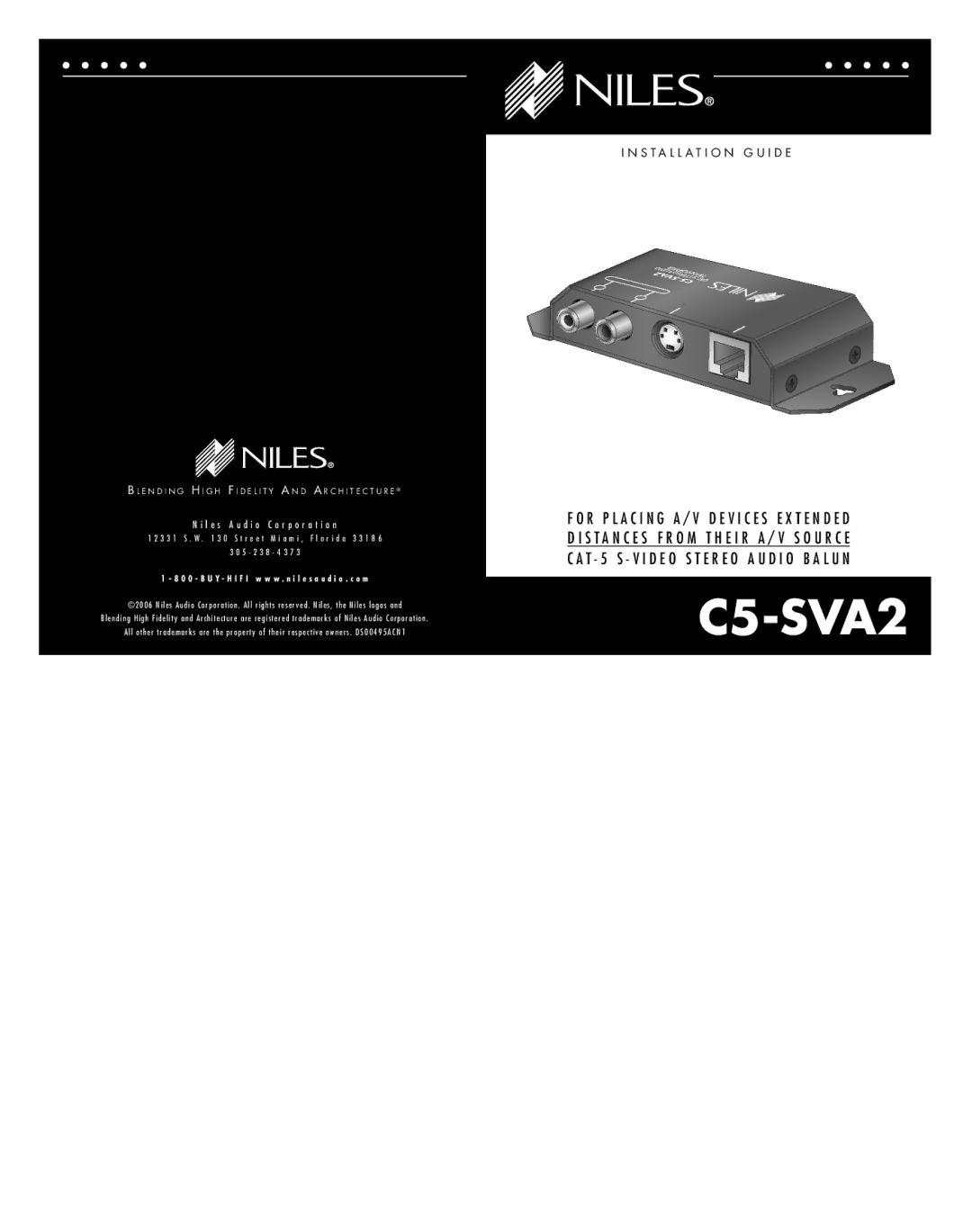 Niles Audio C5-SVA2 warranty 