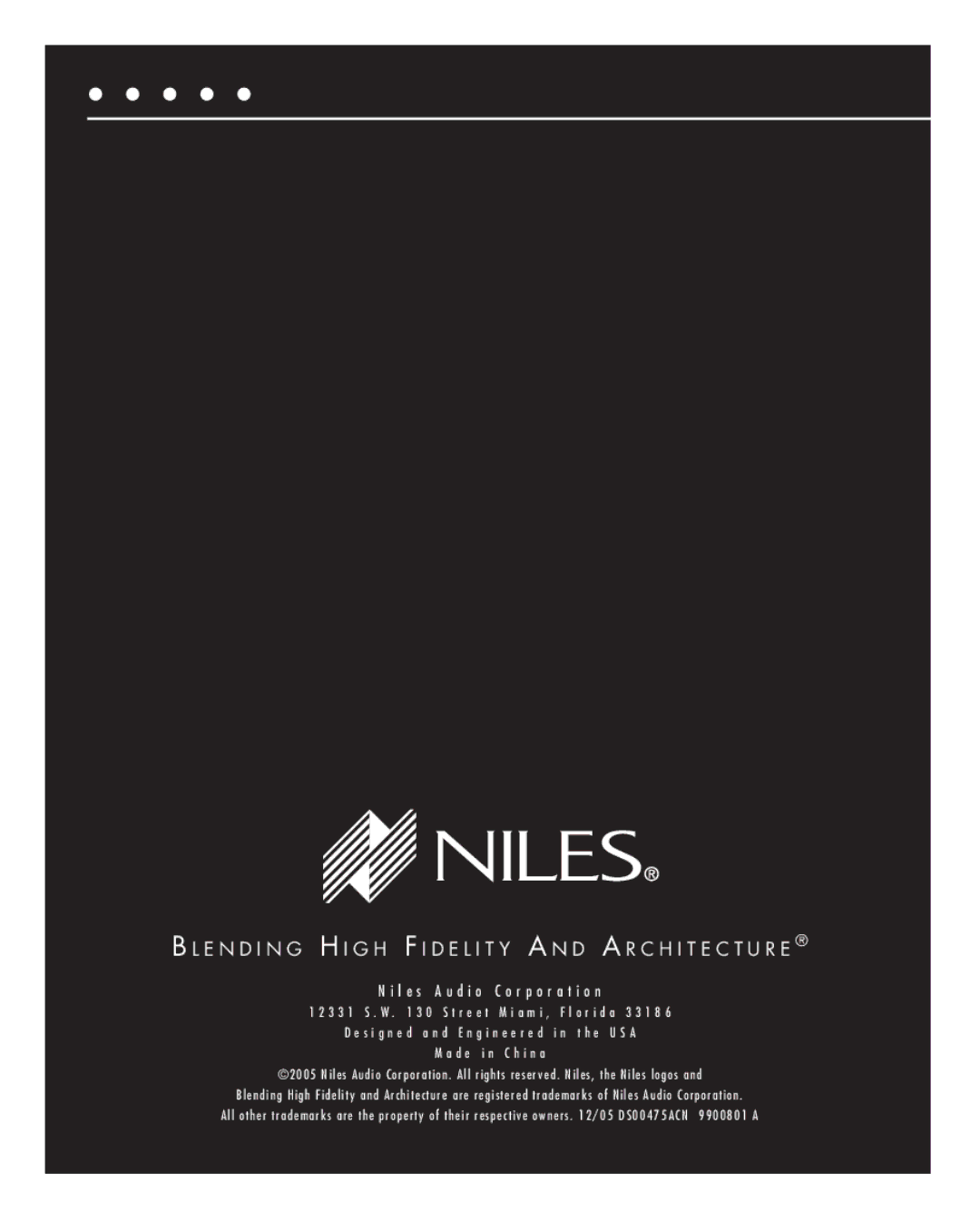 Niles Audio CAM-PB manual L e s a u d i o C o r p o r a t i o n 