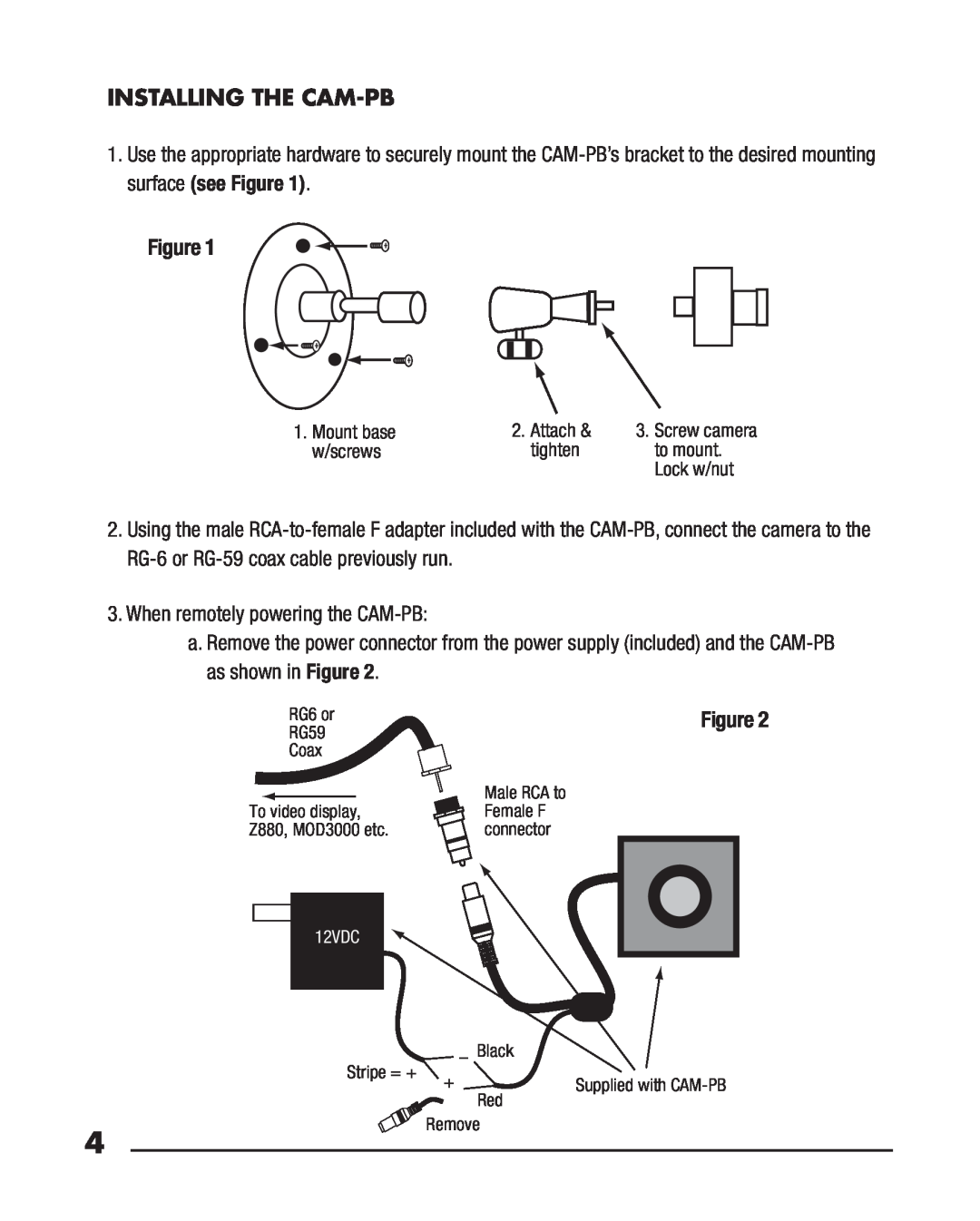 Niles Audio CAM-PB manual Installing The Cam-Pb 
