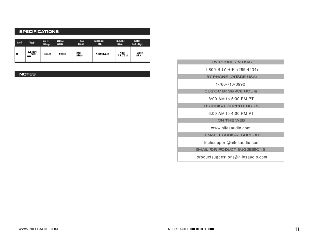 Niles Audio CM4PR manual Specifications, Midrange 