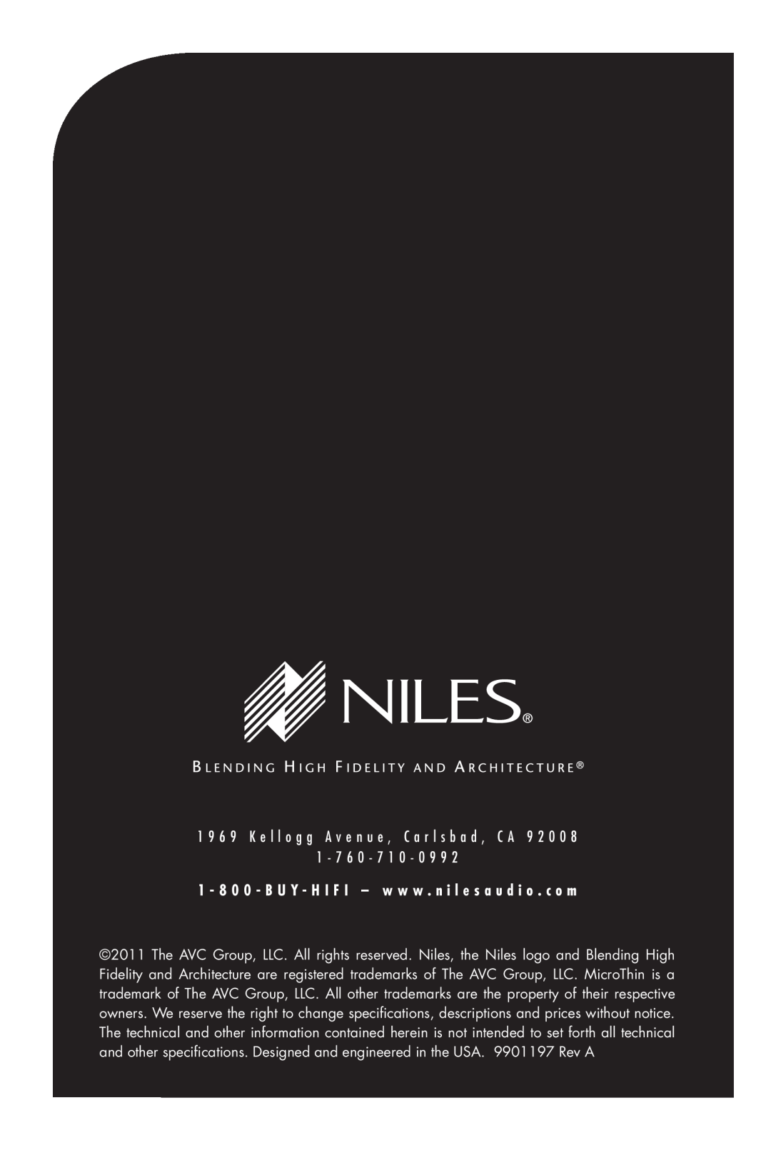 Niles Audio CM4PR manual 1 - 7 6 