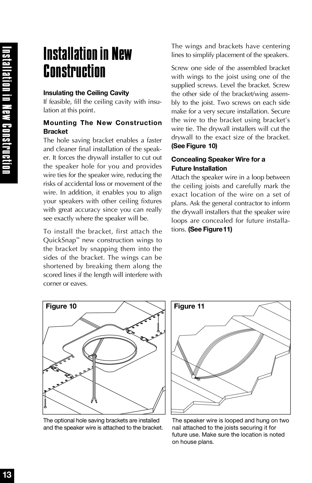 Niles Audio CM8HD, CM6HD, CM5HD manual Insulating the Ceiling Cavity, Mounting The New Construction Bracket 