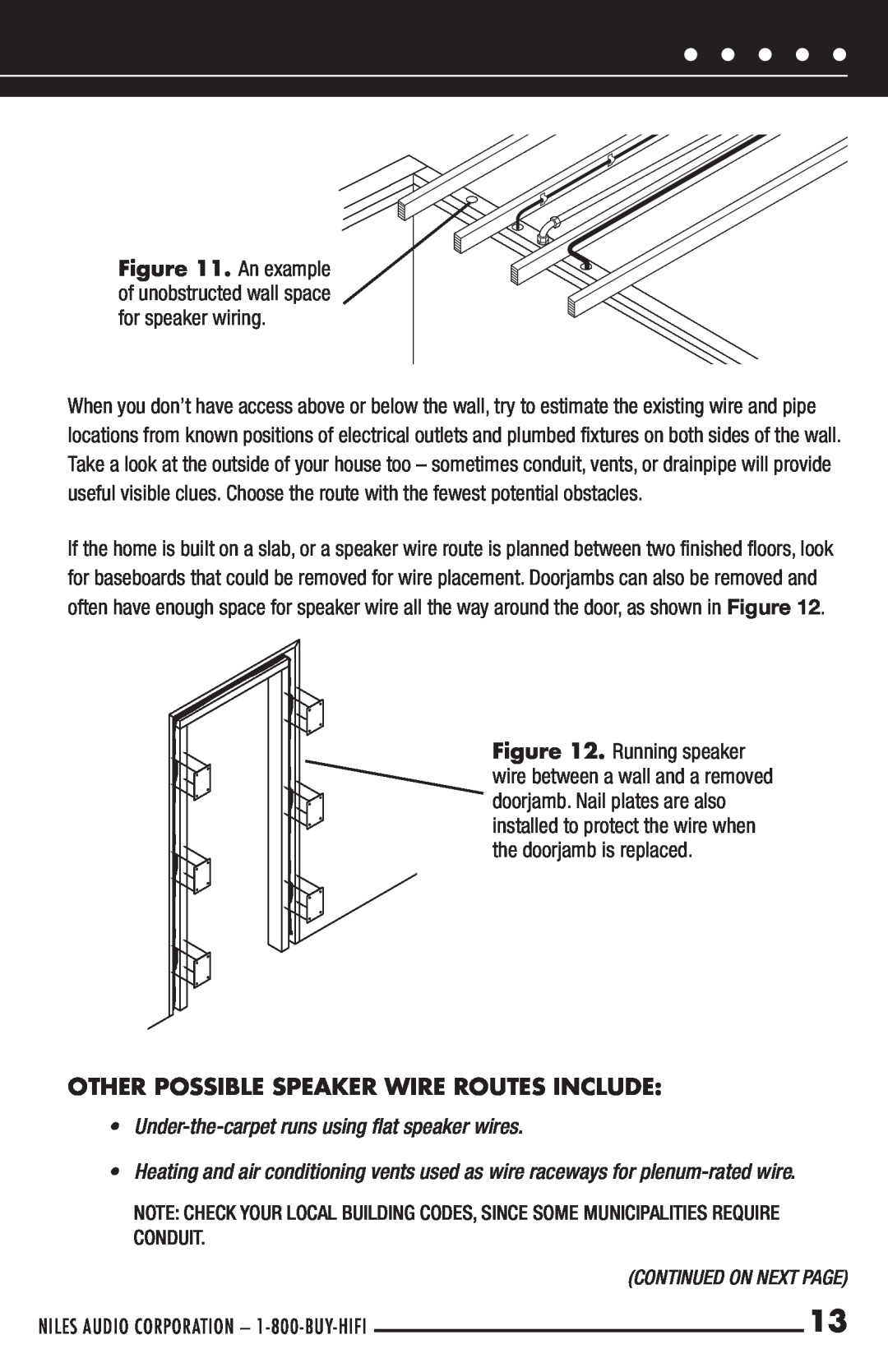Niles Audio CM6HDFX manual Other Possible Speaker Wire Routes Include, Under-the-carpetruns using flat speaker wires 