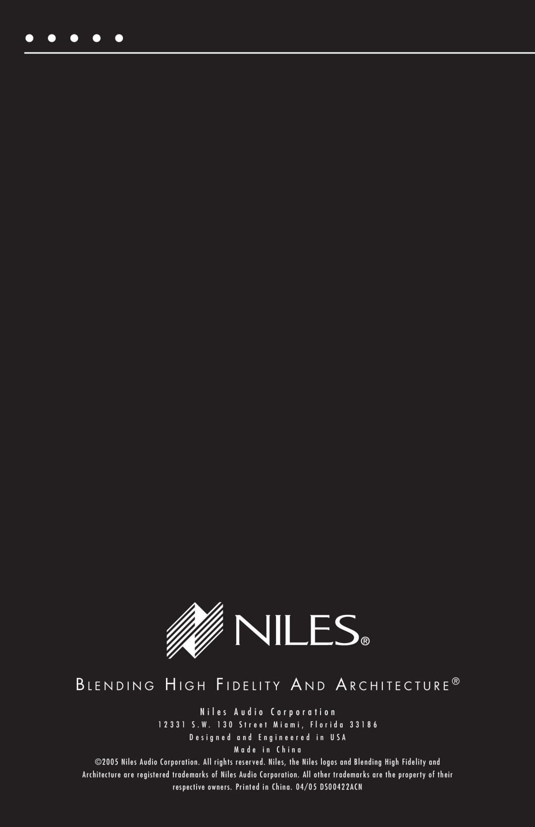 Niles Audio CM6HDFX manual N i l e s A u d i o C o r p o r a t i o n 