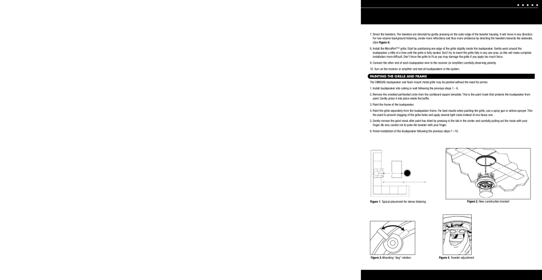 Niles Audio CM850Si dimensions Painting the Grille and Frame, Typical placement for stereo listening 