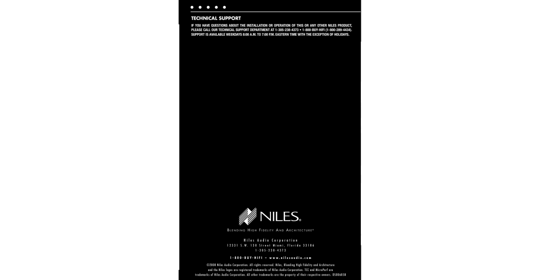 Niles Audio CM850Si dimensions Technical Support 