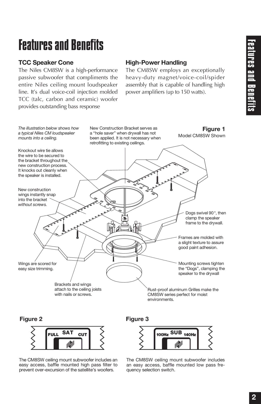 Niles Audio CM8SW manual TCC Speaker Cone, High-Power Handling 