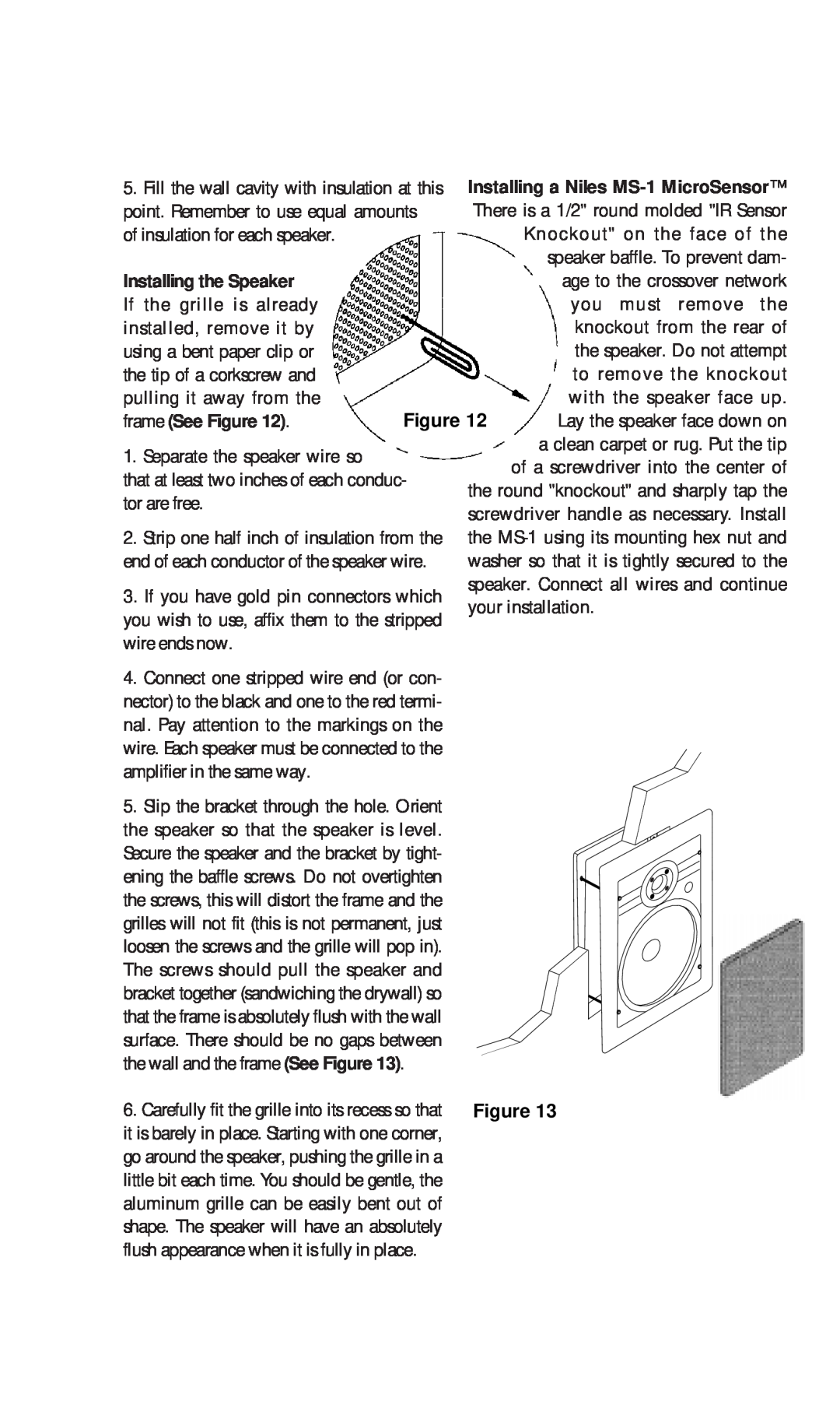 Niles Audio CS650, CS525 manual Installing the Speaker, frame See Figure 
