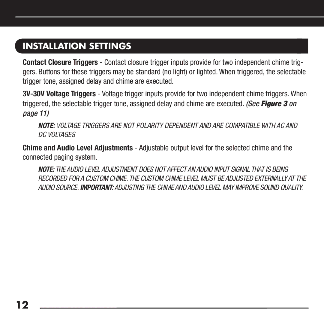 Niles Audio DBI-2 manual Installation settings 