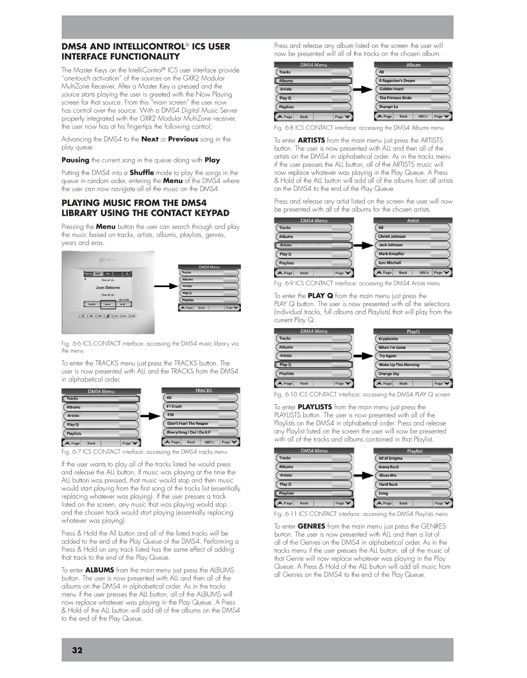 Niles Audio manual DMS4 and IntelliControl ICS User Interface Functionality 