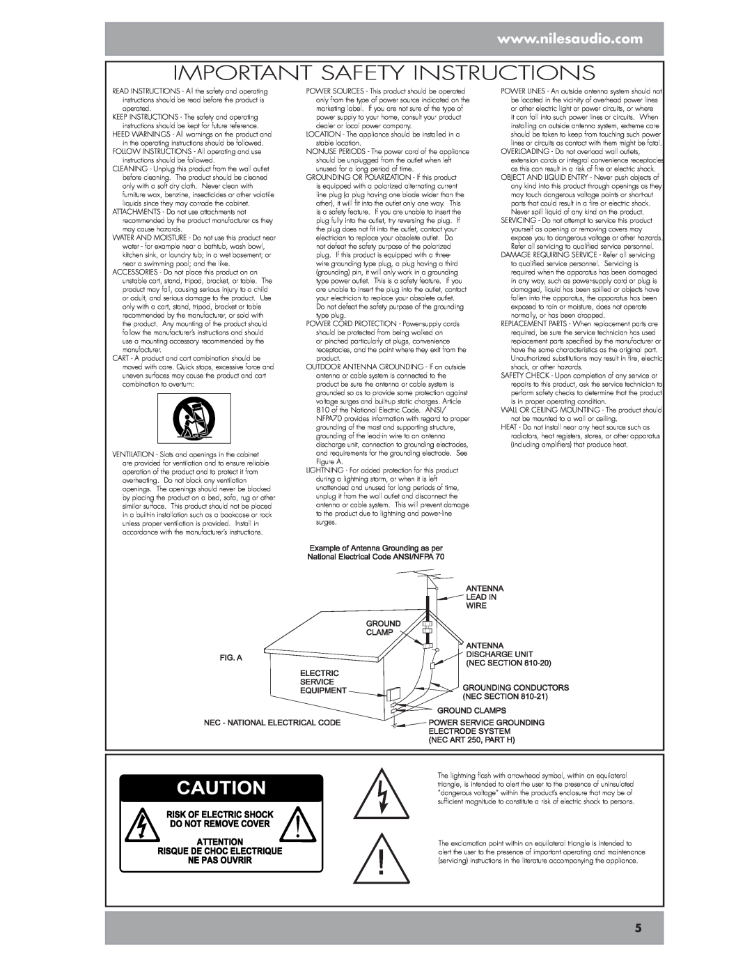 Niles Audio DMS4 manual Important Safety Instructions 