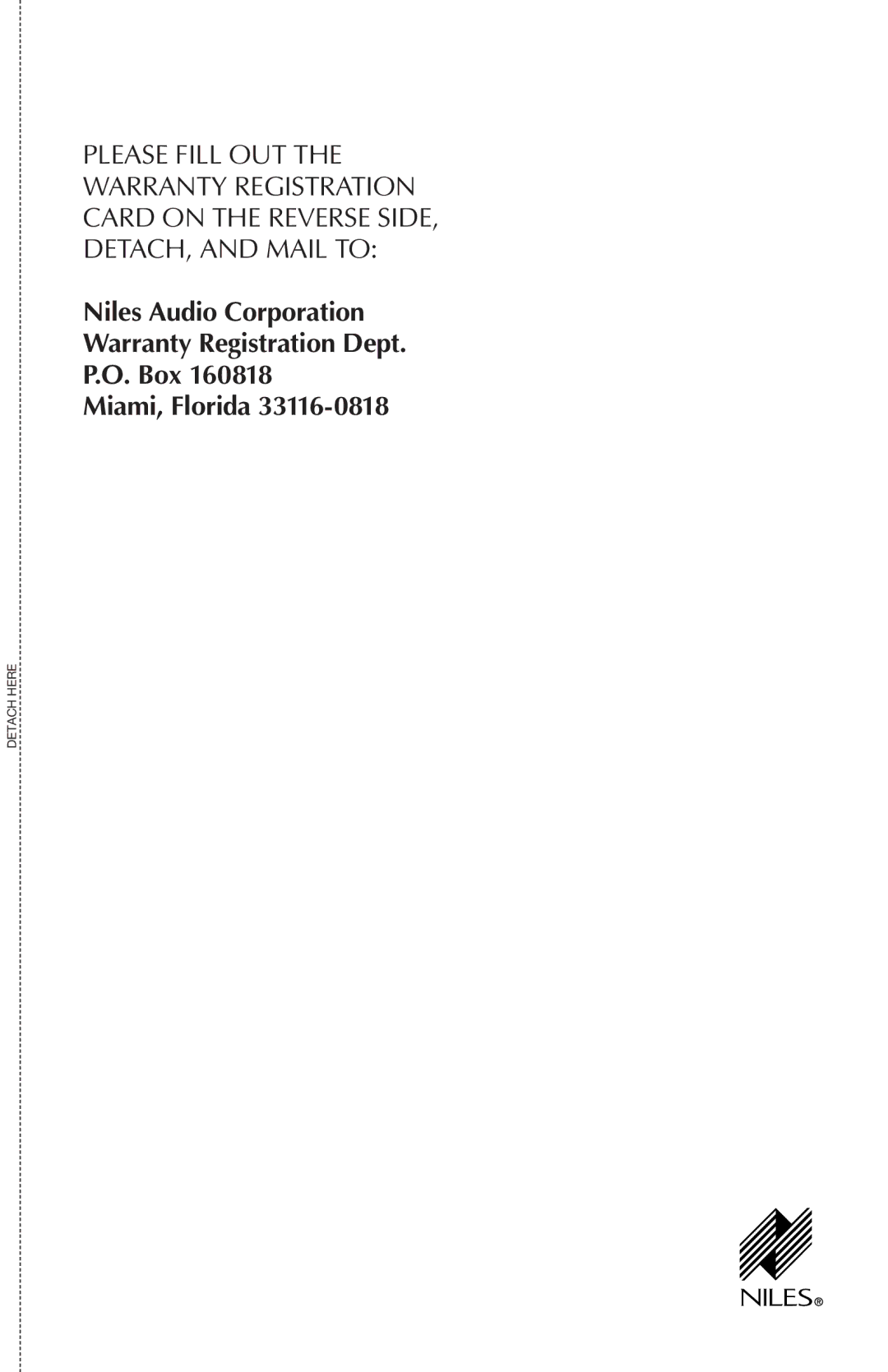 Niles Audio DS6.5, DS6.7, DS6.3 manual Detach Here 