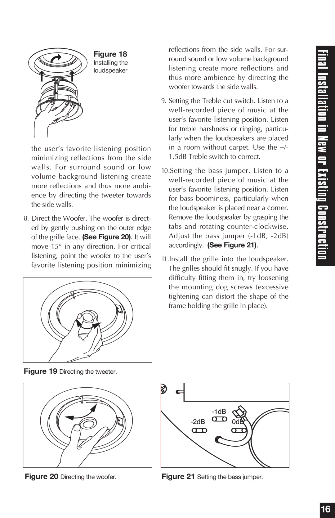 Niles Audio DS8.3, DS8..5 manual Directing the tweeter 