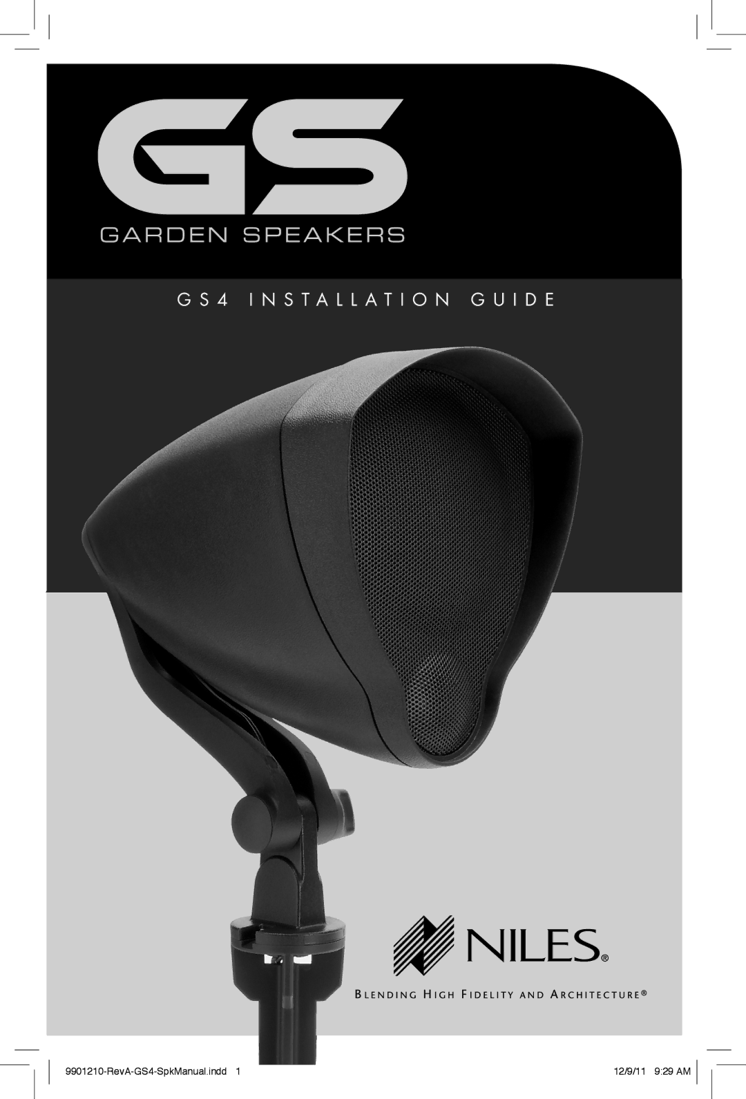 Niles Audio GS4 manual Garden Speakers 