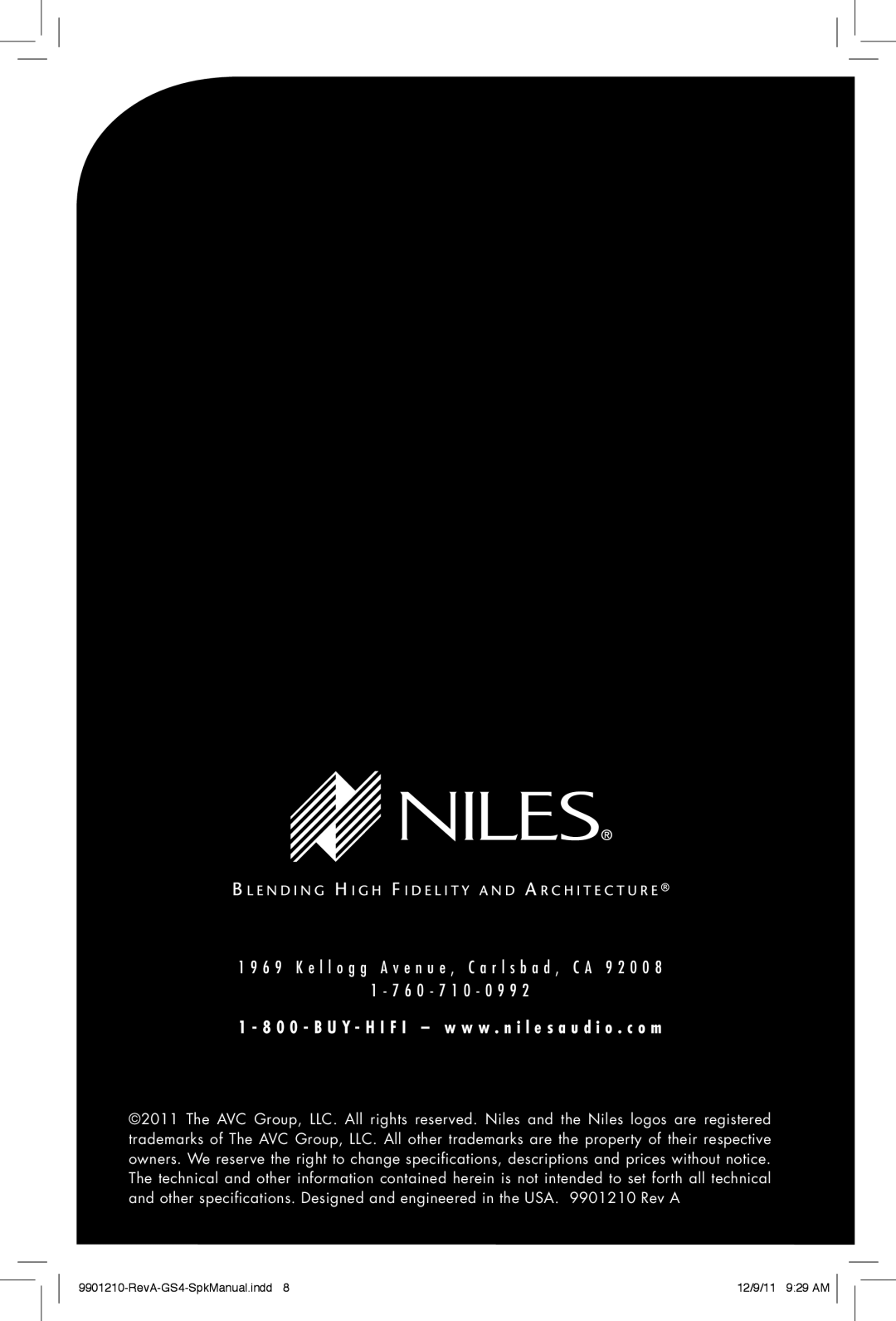 Niles Audio GS4 manual 0 0 B U Y H I F I w w w . n i l e s a u d i o . c o m 