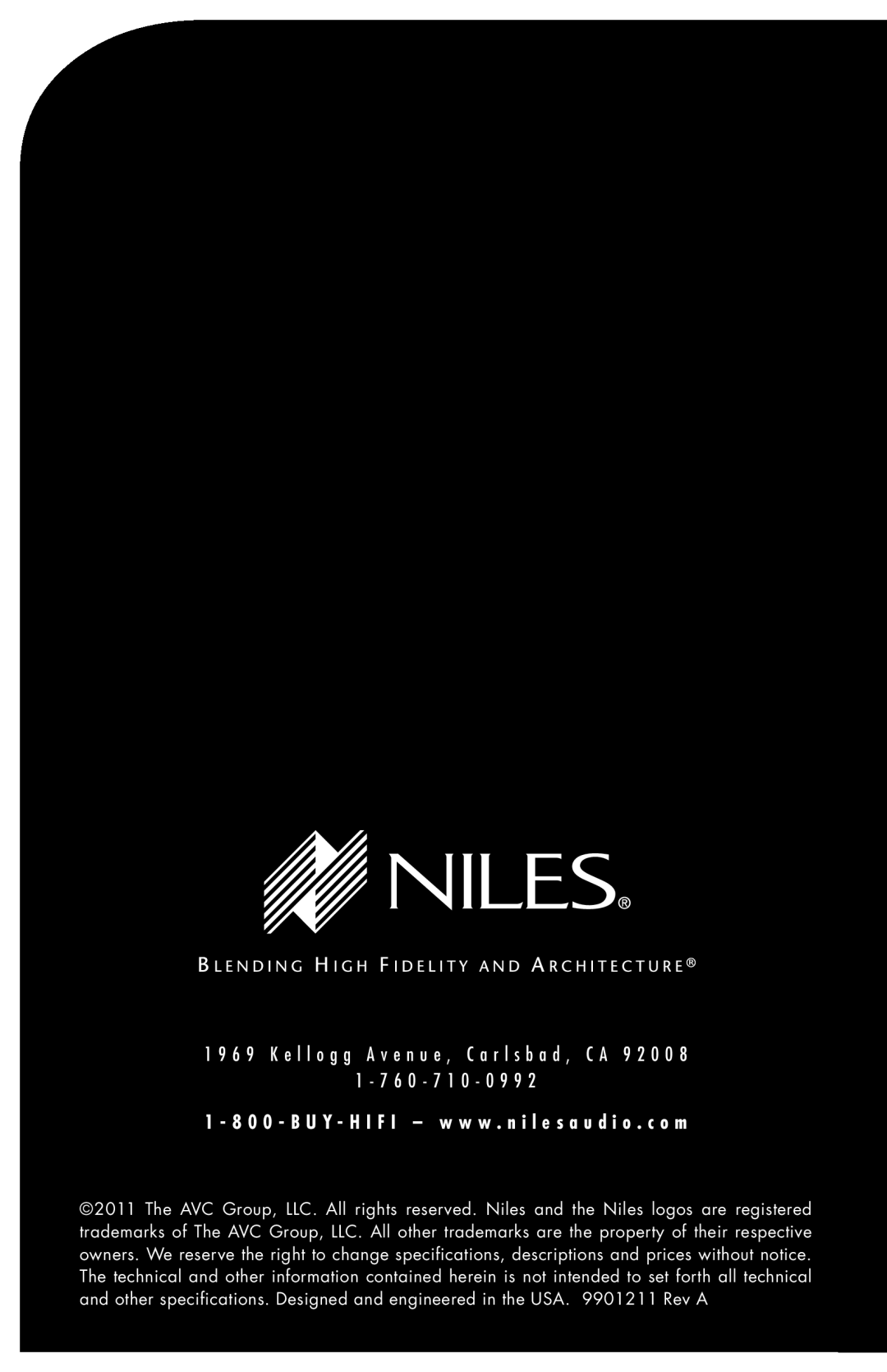 Niles Audio GSS10 manual 1 - 7 6 0 - 7 1 0 - 0 9 