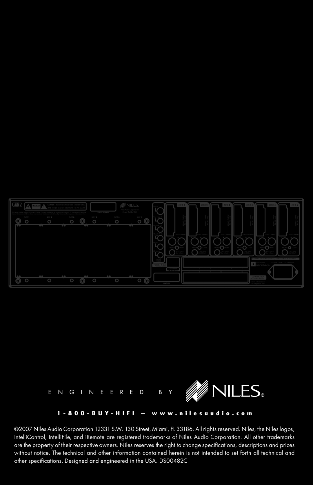 Niles Audio GXR2 manual 1 - 8 0 0 - B U Y - H I F I - w w w . n i l e s a u d i o . c o m 