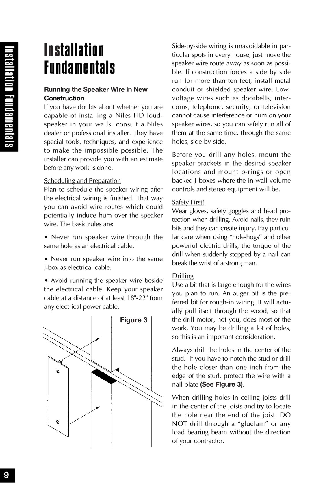 Niles Audio HD6, HD5, HD8.3 manual Running the Speaker Wire in New, Construction 