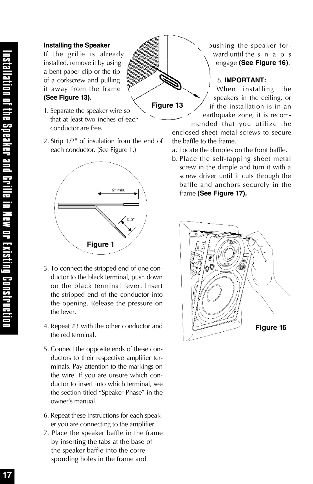 Niles Audio HD6, HD5, HD8.3 manual Installing the Speaker, Engage See Figure 