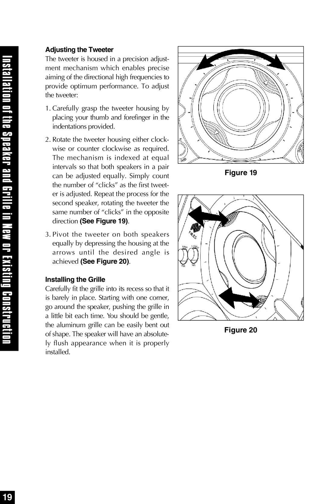 Niles Audio HD5, HD8.3, HD6 manual Adjusting the Tweeter, Installing the Grille 