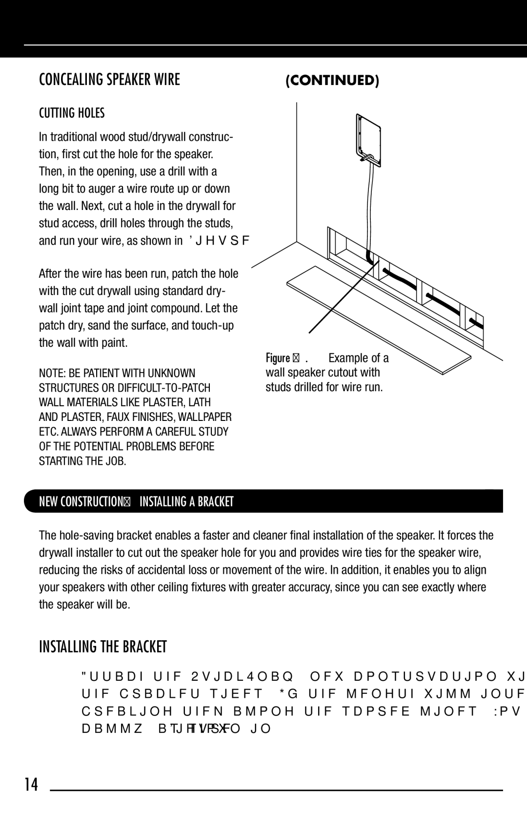 Niles Audio HDLCR manual Installing the Bracket, Cutting Holes, NEW Construction Installing a Bracket 