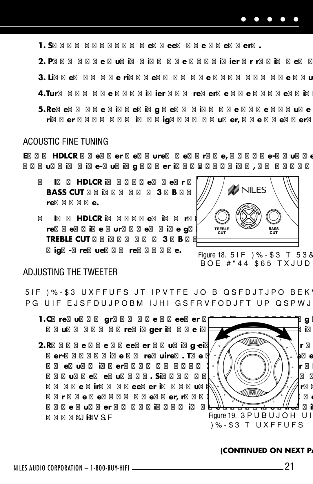 Niles Audio HDLCR manual Acoustic Fine Tuning, Adjusting the Tweeter 