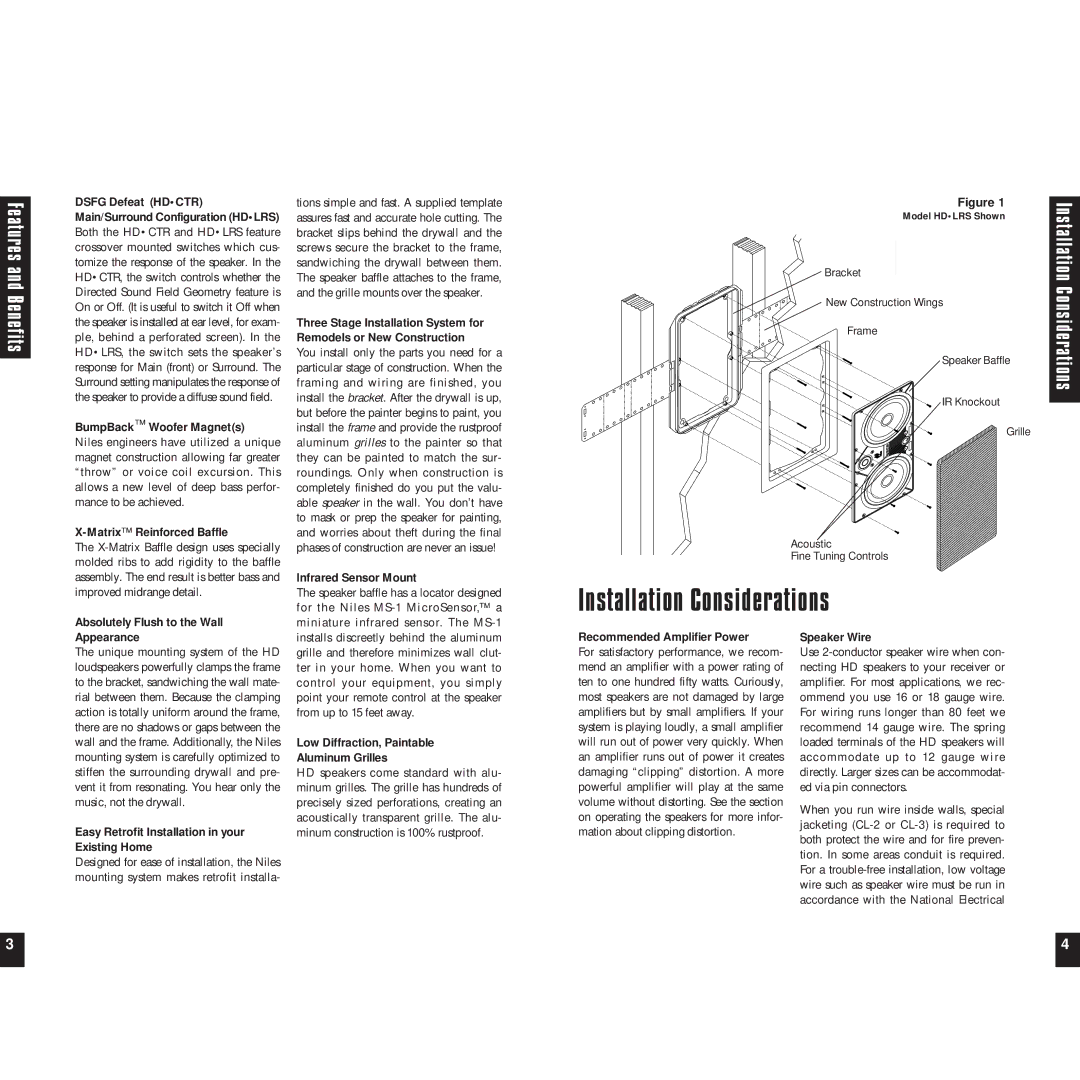 Niles Audio HDCTR, HDLRS manual Installation Considerations 