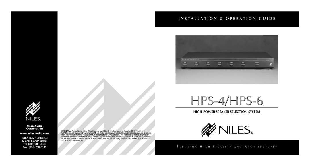 Niles Audio HPS-4/HPS-6 specifications 