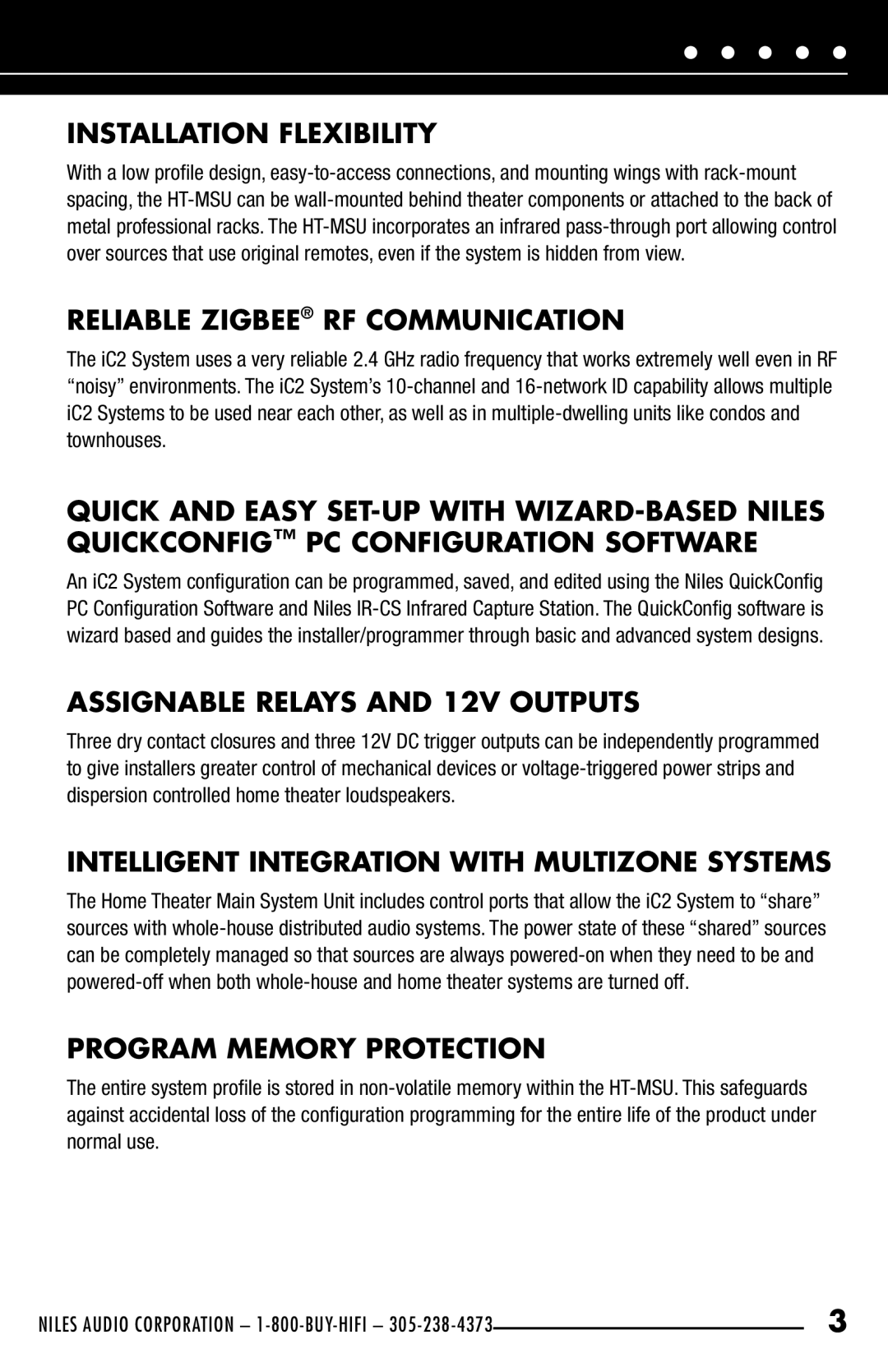 Niles Audio iC2 manual Installation Flexibility, Reliable Zigbee RF Communication, Assignable Relays and 12V Outputs 