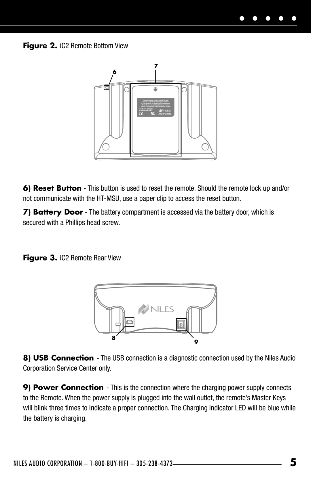 Niles Audio iC2 manual IC2 Remote Bottom View 