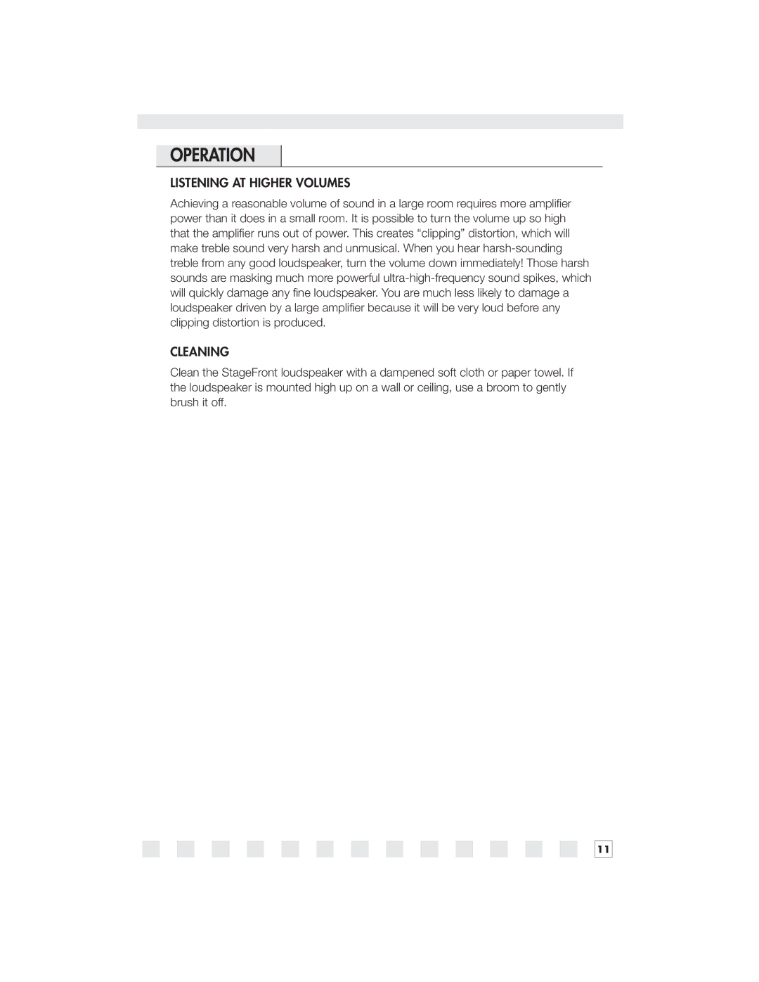 Niles Audio IW2650LCR, IW2550LCR, IW2770LCR, IW2670LCR manual Operation, Listening AT Higher Volumes, Cleaning 