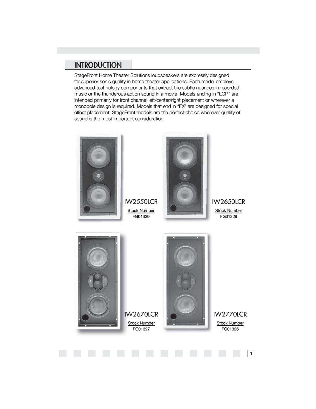 Niles Audio IW2670LCR manual Introduction, IW2550LCR, IW2650LCR, IW2770LCR 