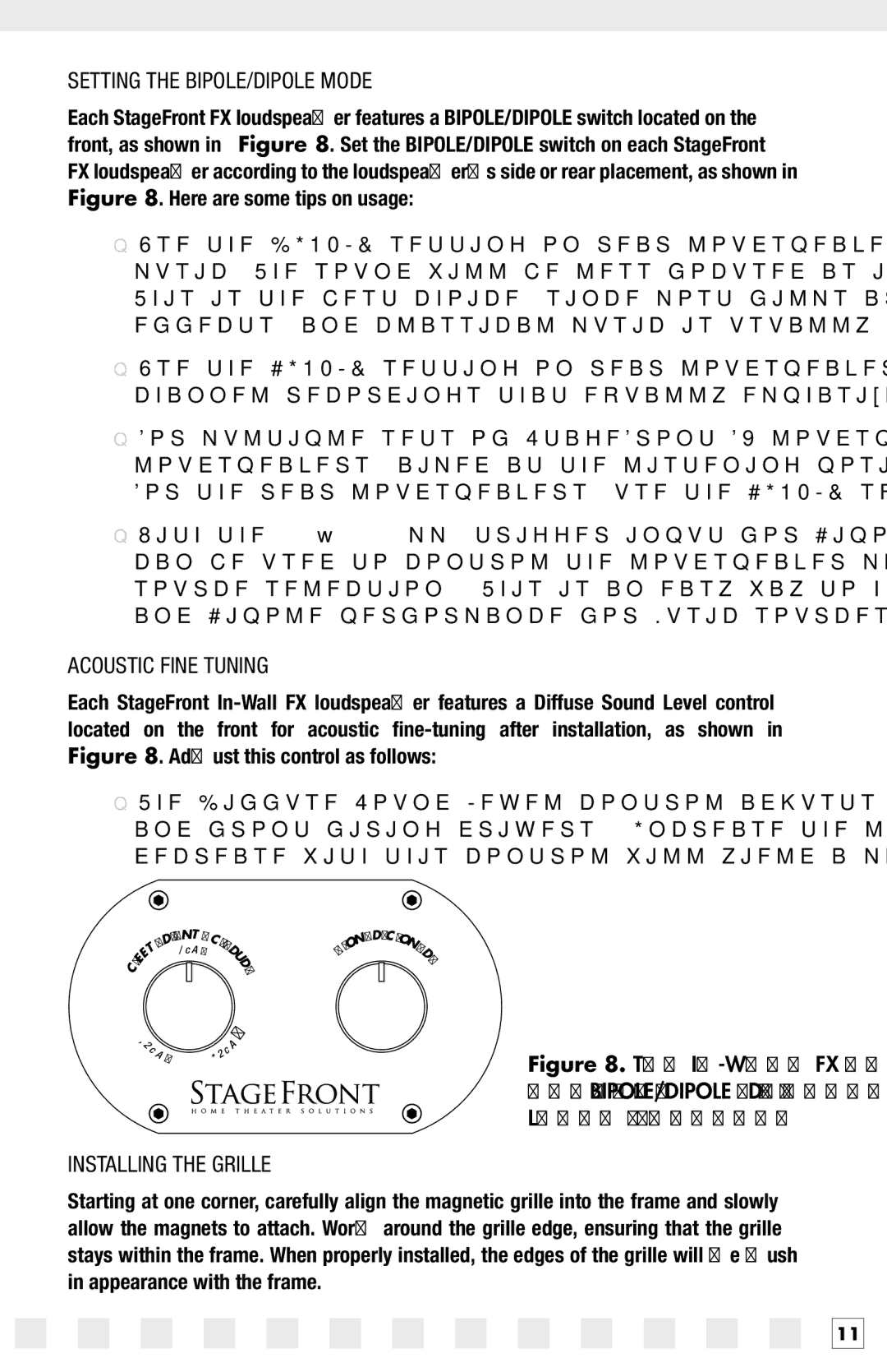 Niles Audio IW650FX, IW770FX manual Setting the BIPOLE/DIPOLE Mode, Acoustic Fine Tuning, Installing the Grille 