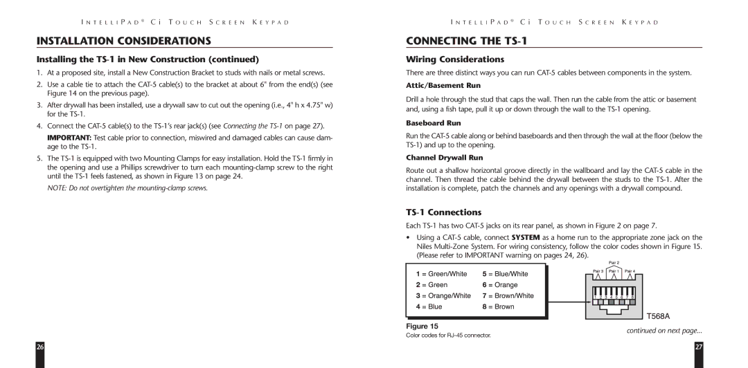 Niles Audio LZR510 manual Connecting the TS-1, Wiring Considerations, TS-1 Connections 