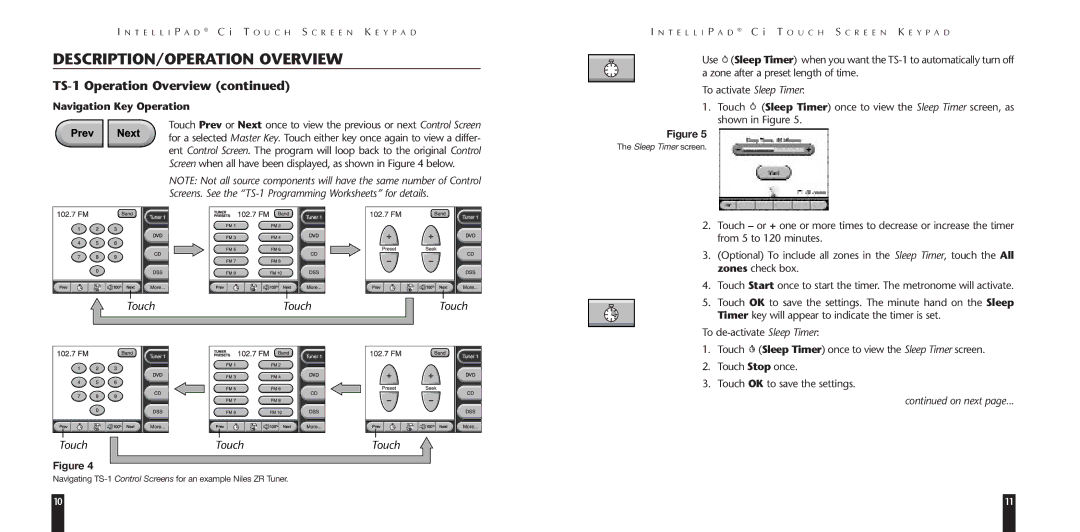 Niles Audio LZR510 manual Navigation Key Operation, Screens. See the TS-1 Programming Worksheets for details 