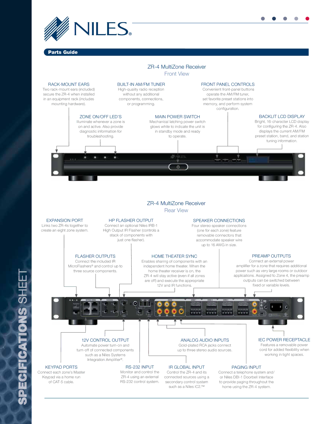 Niles Audio MK1150XJ, MK1157XJ manual Front View 