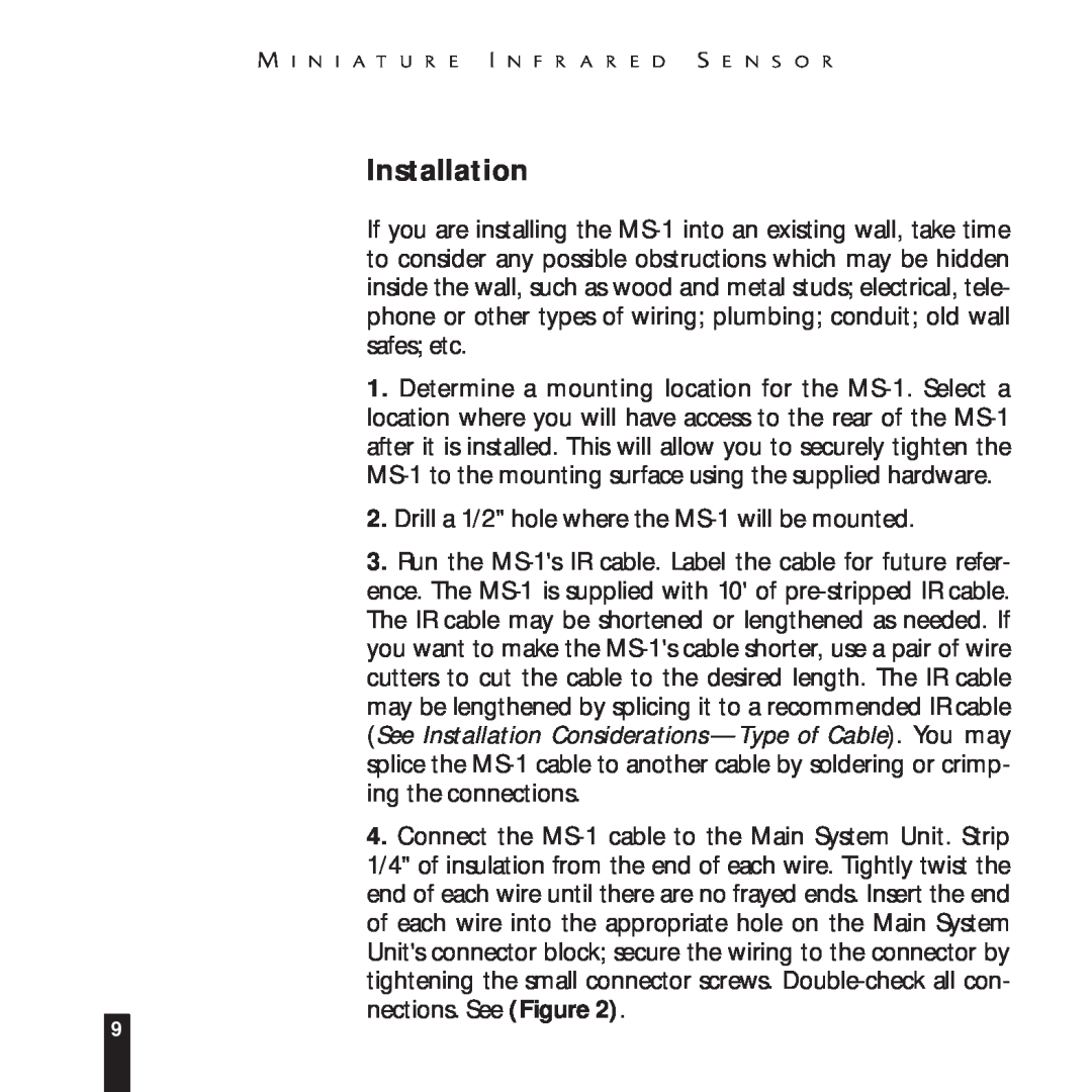 Niles Audio MS-1 manual Installation 