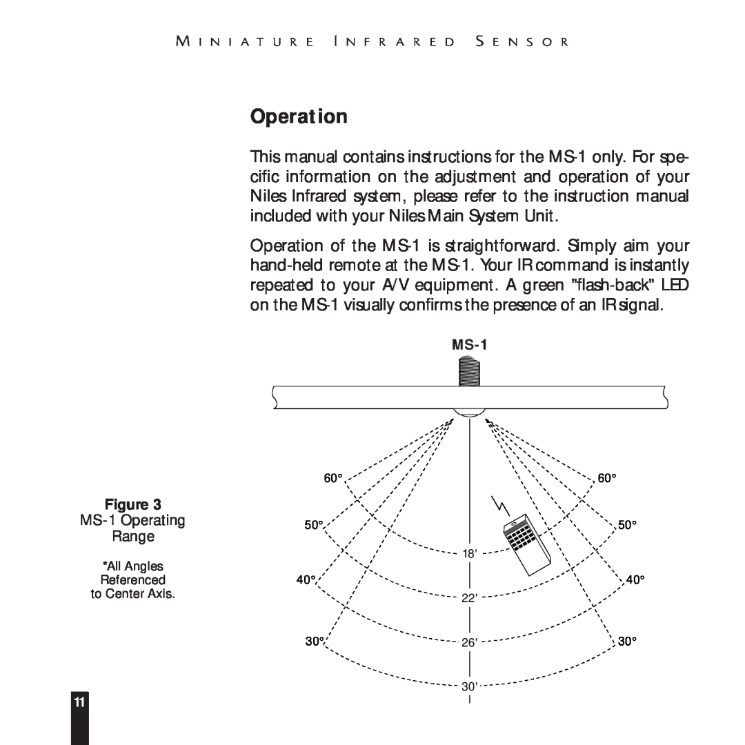 Niles Audio manual Operation, MS-1 Operating Range 