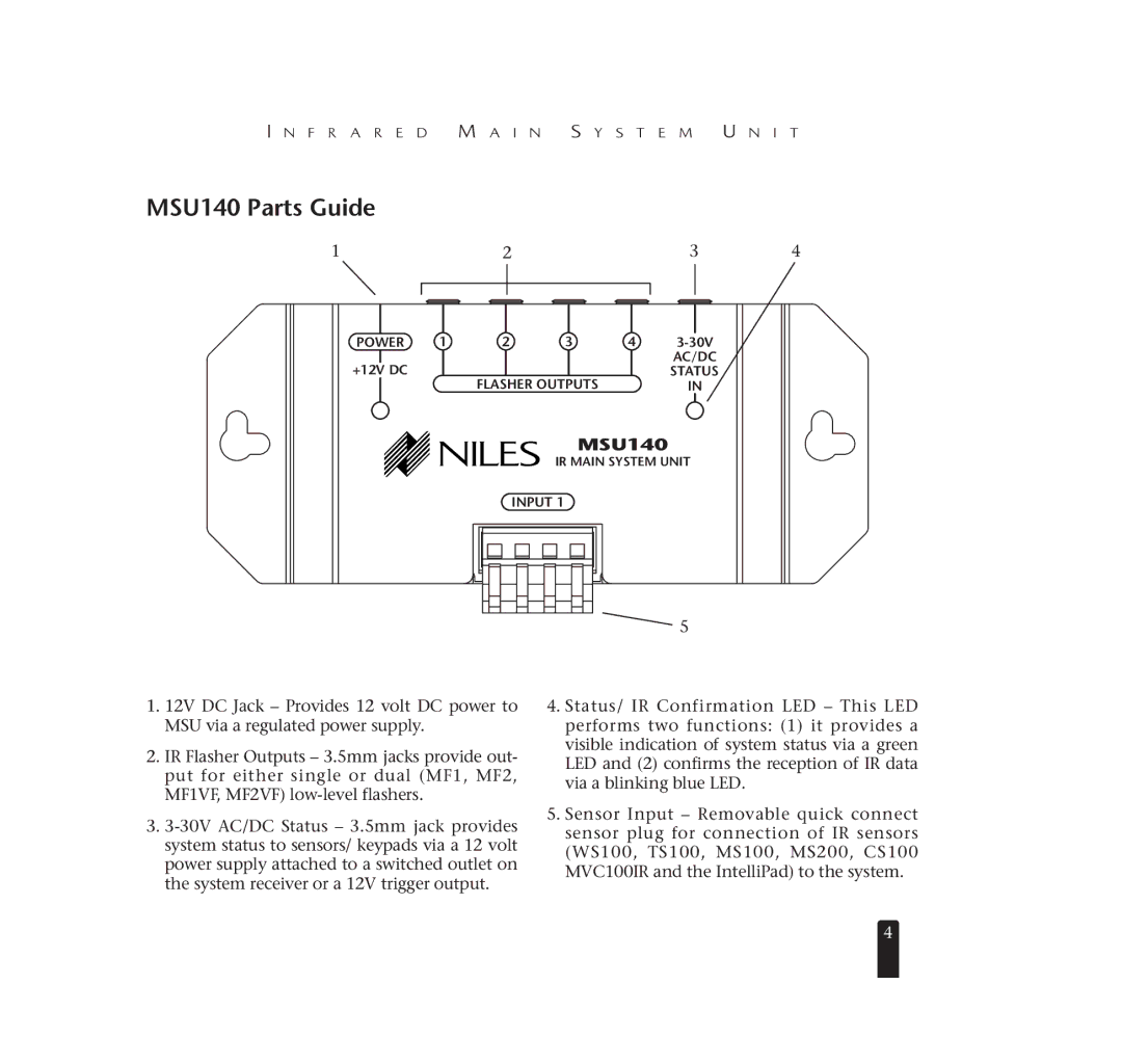 Niles Audio manual MSU140 Parts Guide 