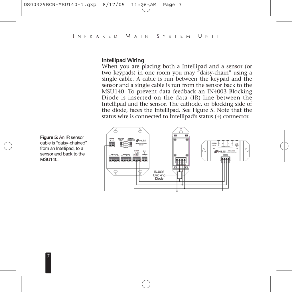 Niles Audio MSU140 specifications Intellipad Wiring 