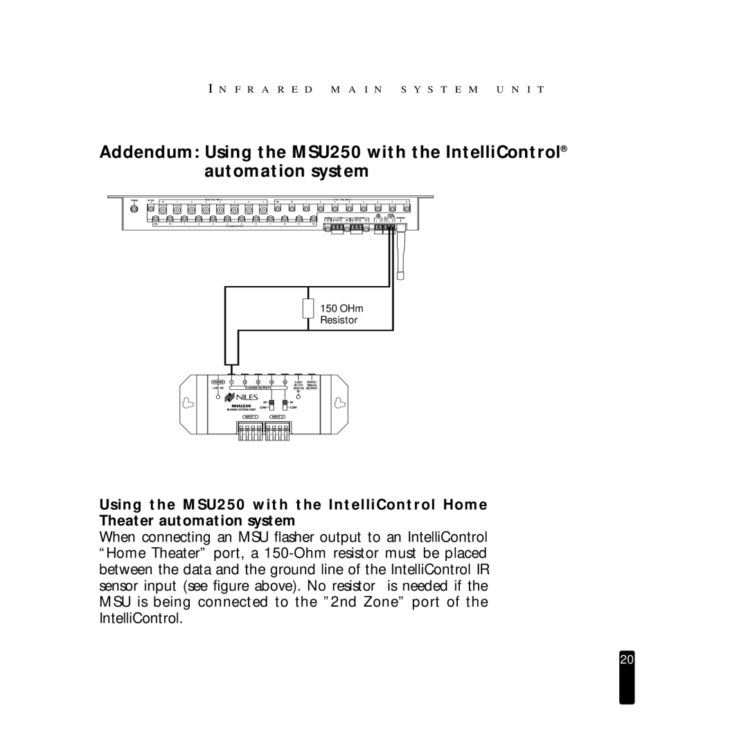 Niles Audio MSU250 manual OHm Resistor 