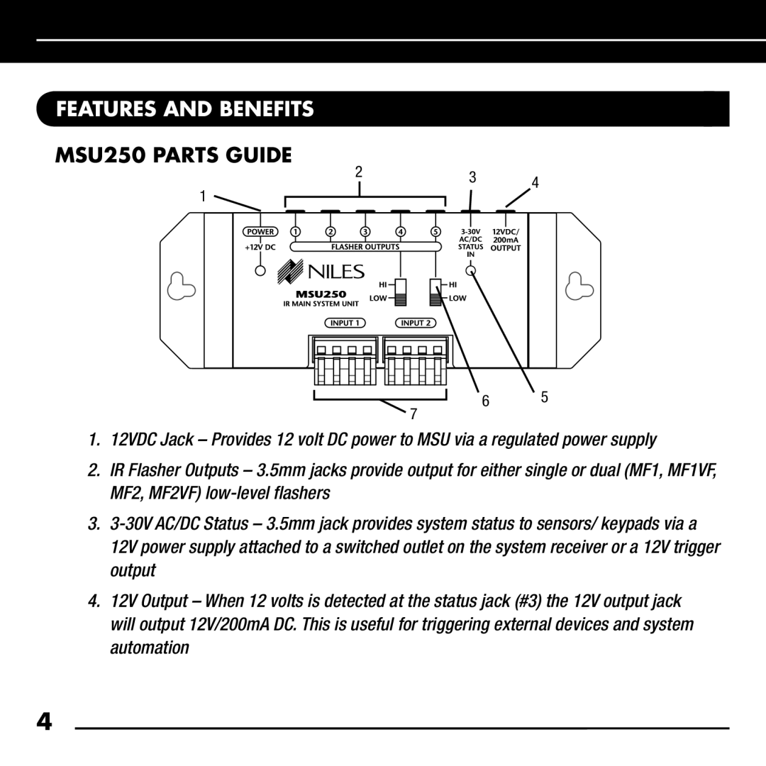 Niles Audio manual MSU250 Parts Guide 