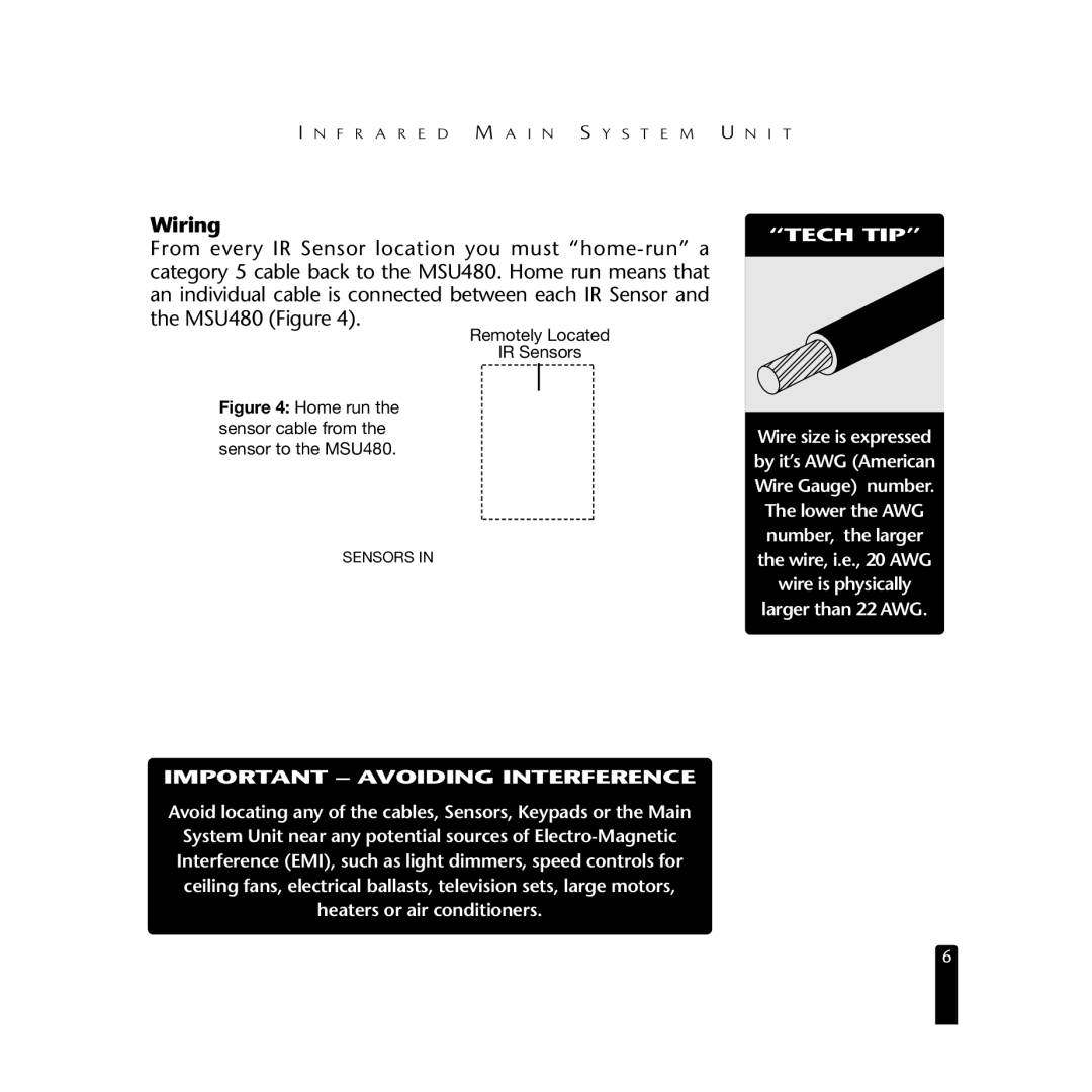 Niles Audio MSU480 manual Wiring, Tech TIP 