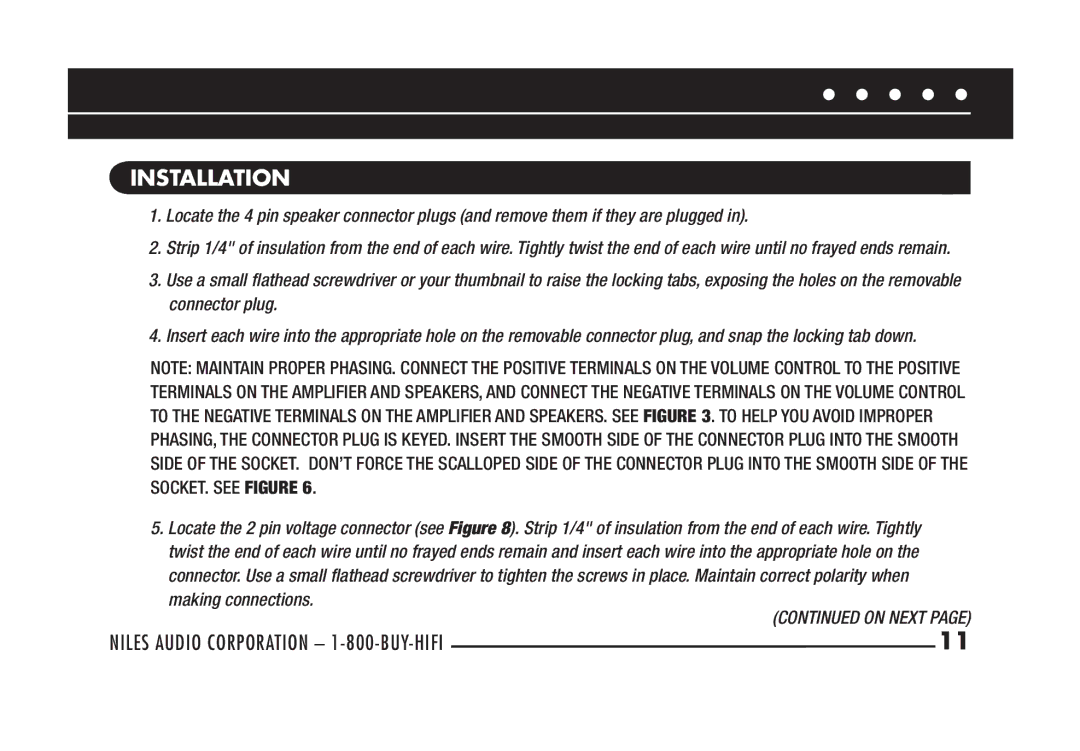 Niles Audio MVC100R manual Installation 